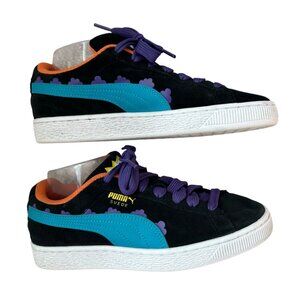 Puma Nickelodeon Suede Sneakers Youth Size 7 / Eur Size 39 Black / Purple / Teal